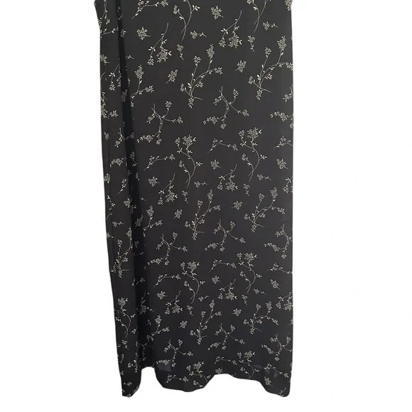 🌷 Vintage 90’s Black Floral Sleeveless Maxi Dress Jumper Size 16 - Picture 4 of 6